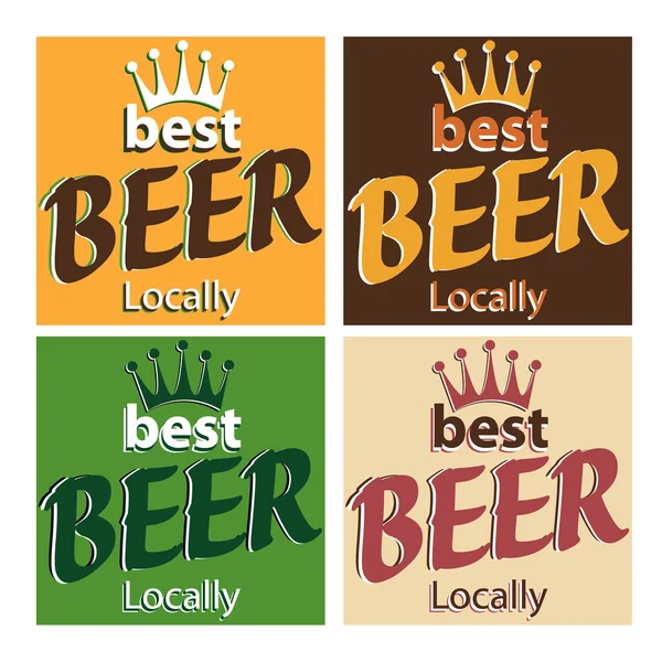 Vector set diseño cartel con la mecanografía de la cerveza local y la corona — Archivo Imágenes Vectoriales