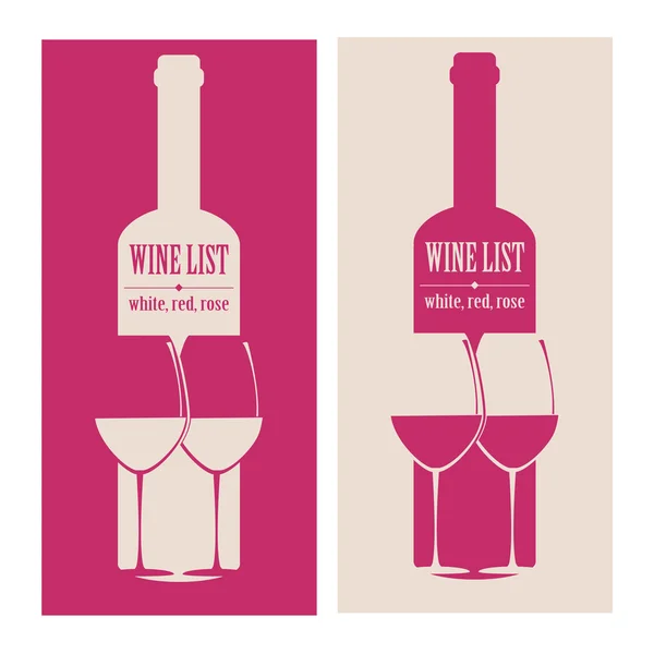 Vector concept design wine list with text, glasses and bottle — Stok Vektör