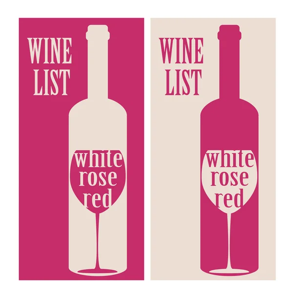 Vector concept design wine list with text, glasses and bottle — 图库矢量图片