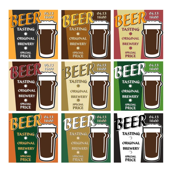 Vectorial set diseño cerveza degustación con oferta especial — Vector de stock