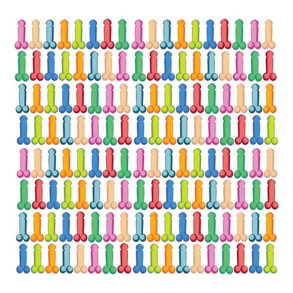 Vector pattern or background of penis in bright colors — Stockvector