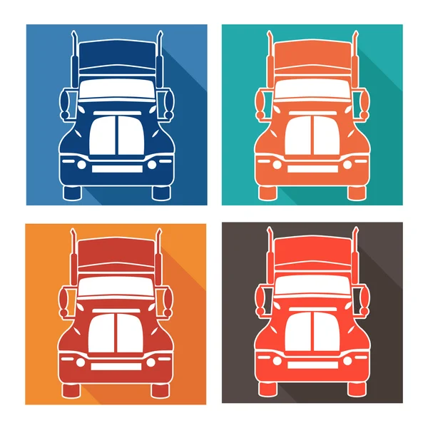 Vectorillustratie stel pictogrammen zware vrachtwagen auto service — Stockvector