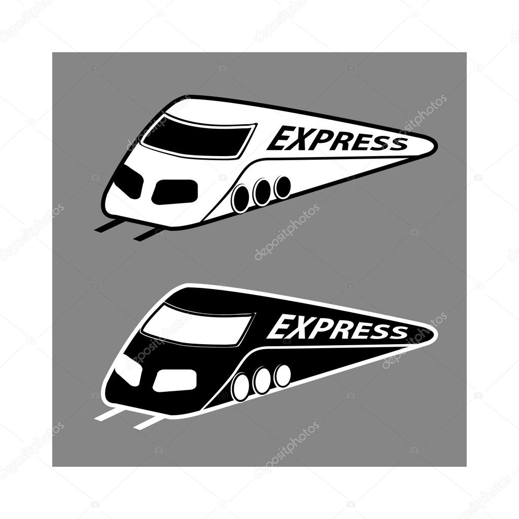 vector silhouette modern express train on gray