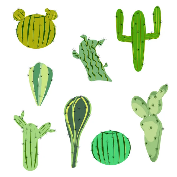 Illustration vectorielle set cactus en style plat — Image vectorielle