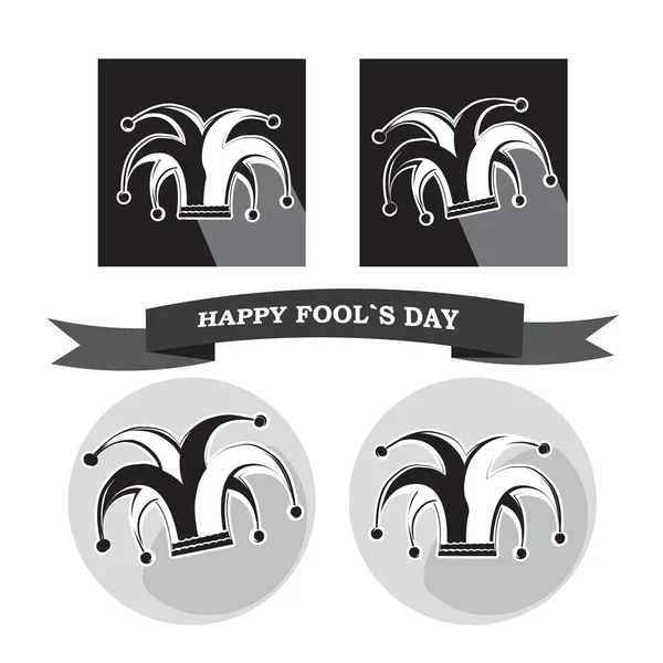Ensemble vectoriel de dlack et chapeau de clowns de silhouette blanche — Image vectorielle