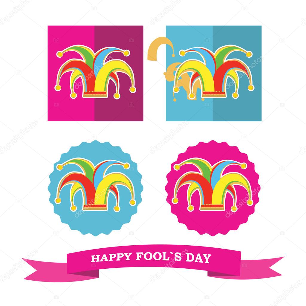 vector set from colorful silhouette clowns hat