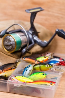 sallananlarla kutusunda closeup balıkçılık yemler