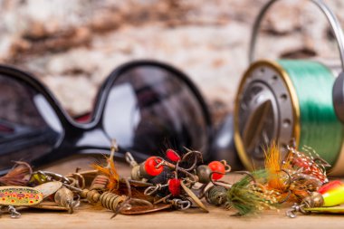 closeup balıkçılık lures makara ile yemler