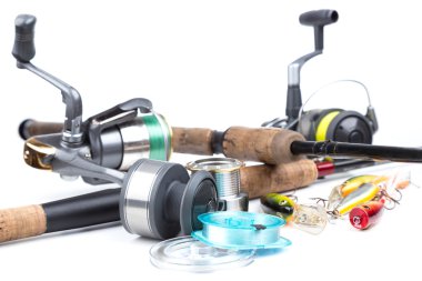Balık tutma ele - rod, makara, çizgi ve lures