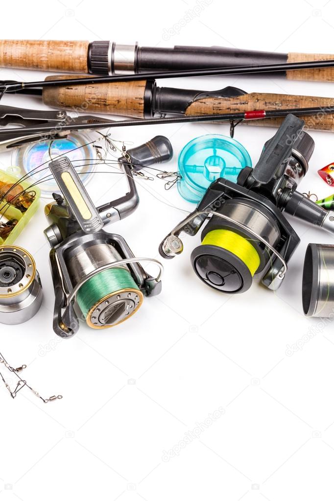 fishing tackles - rod, reel, line and lures