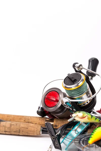 Pesca affronta canne, bobine, linea, esche — Foto Stock