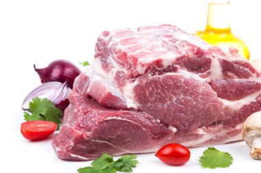 parça çiğ et tarafında dekor ile