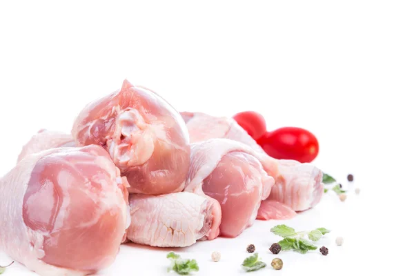 Piece raw chicken legs with decor from on side — Stock Photo, Image