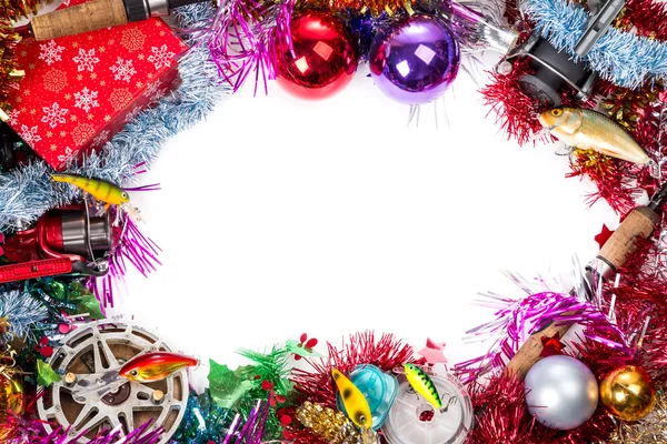 Balıkçılar ve anglers için Noel çerçeve
