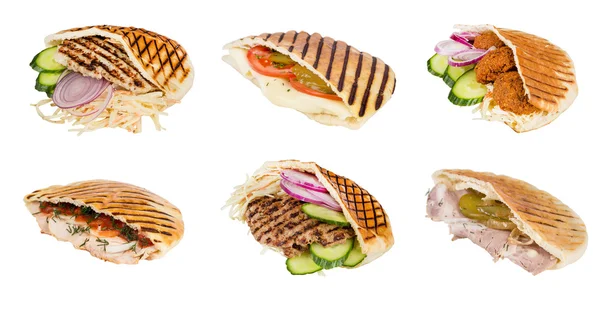 Fast food meat with vegetables in pita — Stock Photo, Image