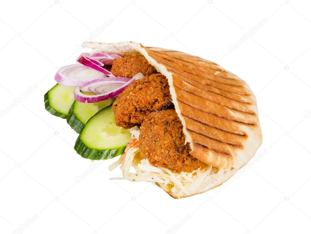 fast food meat with vegetables in pita