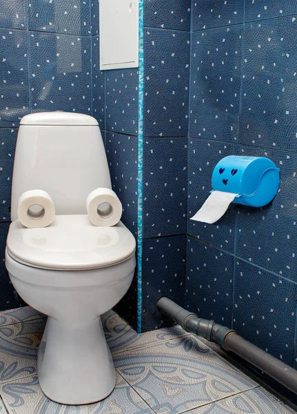 Унітаз Рулон Туалетного Паперу Ванній Кімнаті Концепція Розмова Між Двома — стокове фото