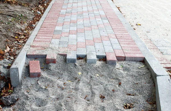 Construction New Sidewalk Inthe City Summer Day — Stock Photo, Image