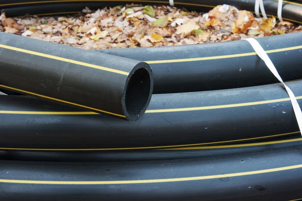 Black plastic sewer pipe — Stock Photo, Image