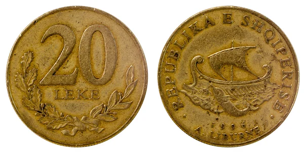 Старая монета Альбании — стоковое фото