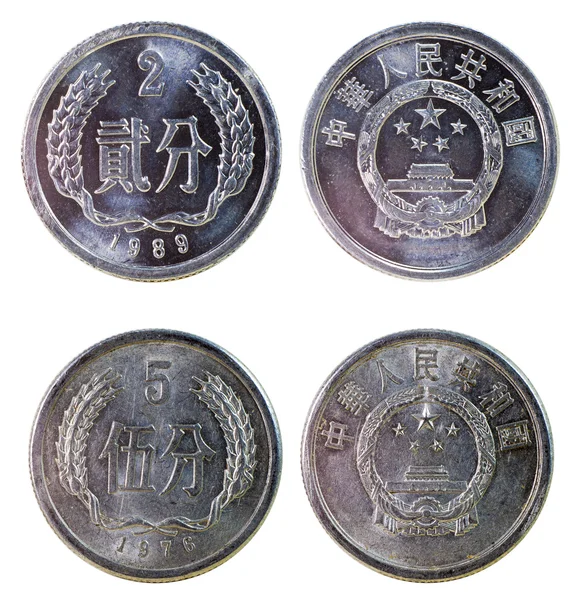 Dvě staré čínské mince — Stock fotografie