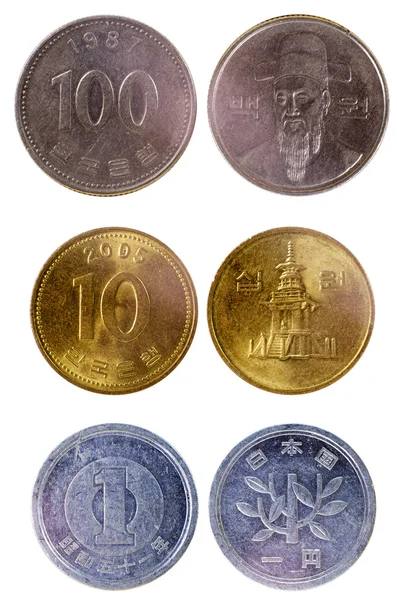 Olika gamla japanska mynt — Stockfoto