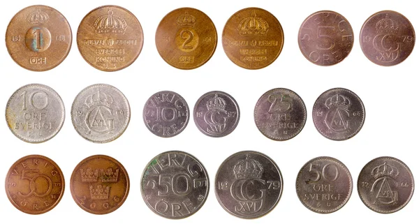 Monedas suecas antiguas diferentes — Foto de Stock