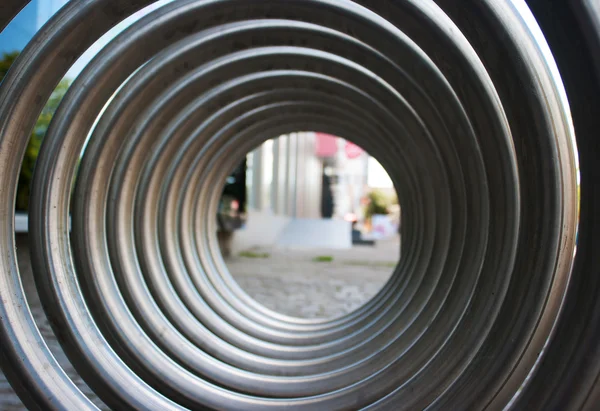 Front view of large metal spiral — Stock Photo, Image