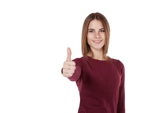 Mädchen zeigt gutes Zeichen — Stockfoto