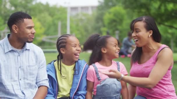 Familie hebben plezier in het park — Stockvideo