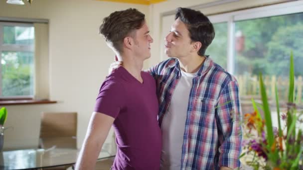 Gay pareja relajante en casa — Vídeos de Stock