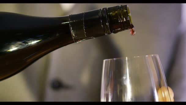 Wine being poured into a glass — Stock Video