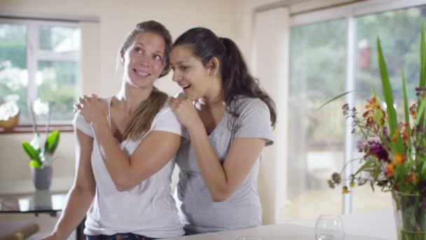 Gay female couple relaxing  at home — Stock Video