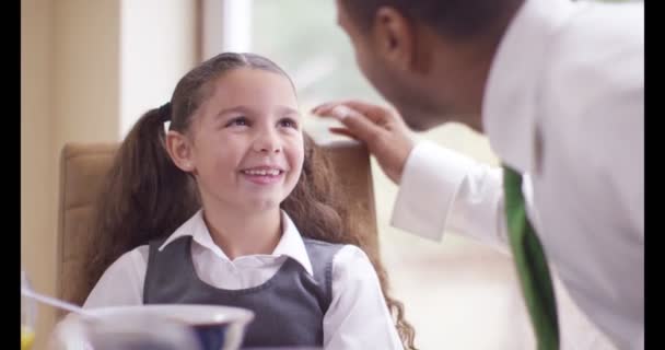 Girl at the breakfast table — Stock Video