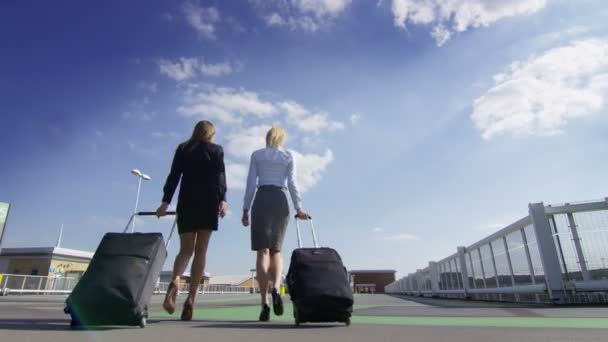 Femmes d'affaires marchant avec des bagages à l'aéroport — Video