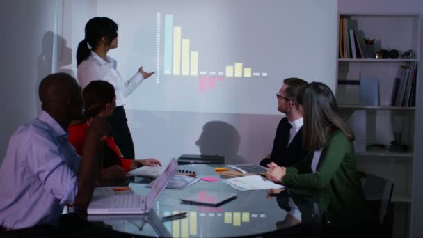 Group watching presentation on screen — Stock Video