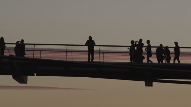 Tourists silhouetted against the sky — Stock Video