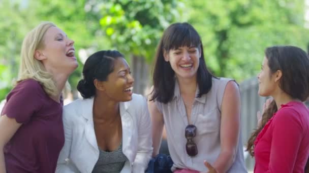 Amigas chateando al aire libre — Vídeo de stock