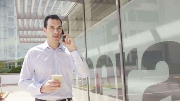 Homme d'affaires parlant sur téléphone mobile — Video