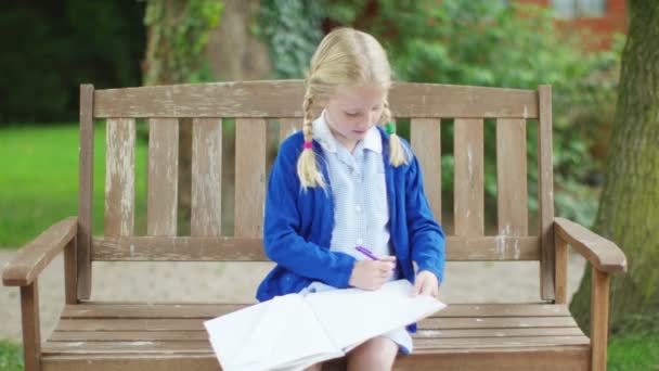 Дівчина, робити домашнє завдання — стокове відео