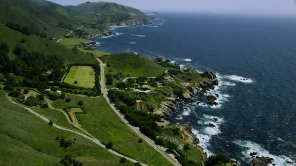 California kustlinje längs Big Sur — Stockvideo