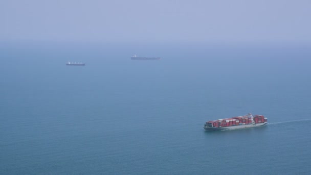 Container ship in at sea near San Francisco — Stock Video