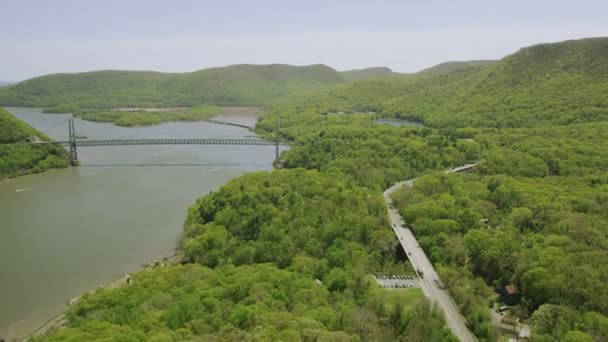 Brug over rivier de Hudson, New York — Stockvideo