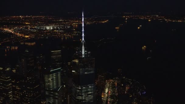 Freedom Tower di malam hari — Stok Video