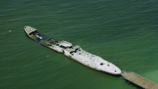 Shipwreck during daytime — Stock Video