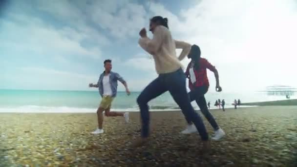 Des amis qui s'amusent à la plage — Video