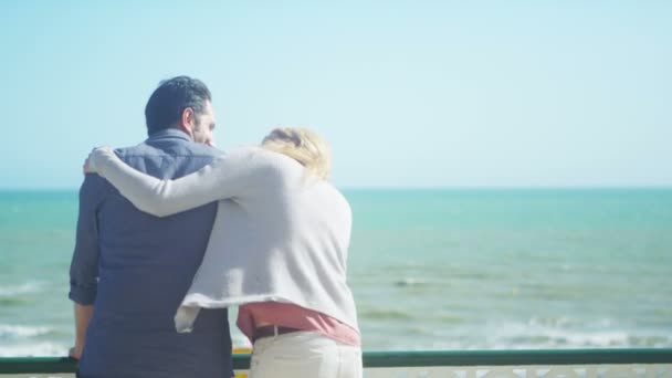 Casal na praia beijo — Vídeo de Stock