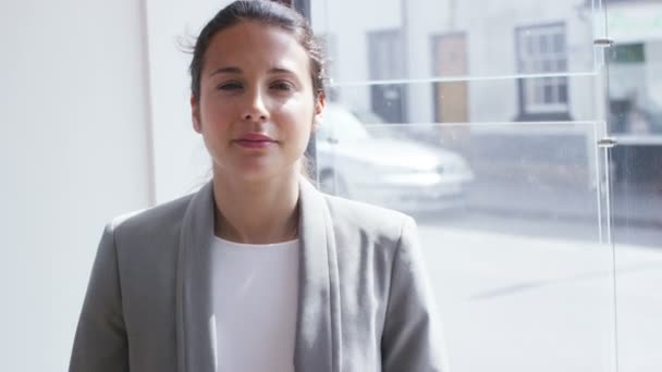 Mujer de negocios exitosa en la oficina moderna — Vídeos de Stock