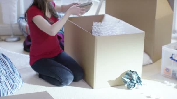 Пара коробок для распаковки — стоковое видео