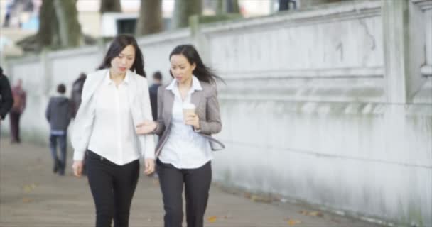 Asiático mulheres de negócios bate-papo juntos — Vídeo de Stock